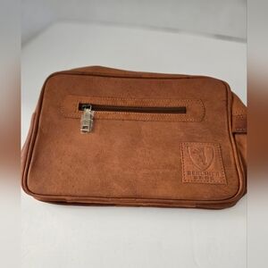 Berliner Leather Bag Brown Travel Toiletry Roomy Gift